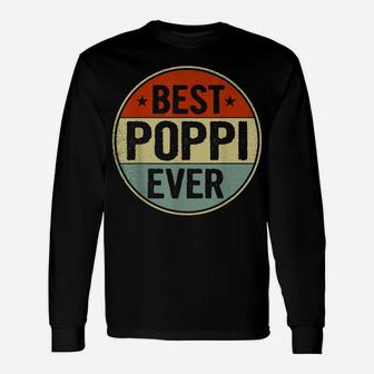 Mens Best Poppi Ever Retro Style Cool Birthday Gift For Poppi Unisex Long Sleeve | Crazezy CA