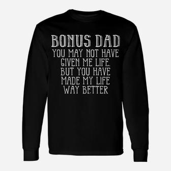 Mens Bonus Dad Fathers Day Best Step Dad Gift From Daughter Kids Unisex Long Sleeve | Crazezy