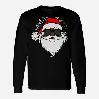 Mens Christmas Xmas African American Santa Claus Shirt Guys Sweatshirt Unisex Long Sleeve | Crazezy