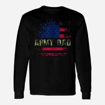 Mens Cool Proud Army Dad Shirt United States Usa Flag Father Gift Unisex Long Sleeve | Crazezy