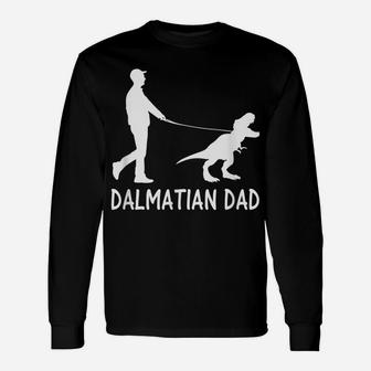 Mens Dalmatian Dad Dinosaur Dog Owners Funny Father's Day Unisex Long Sleeve | Crazezy
