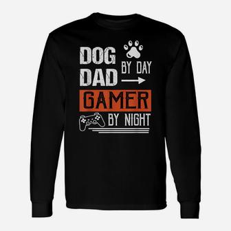 Men's Dog Dad By Day Gamer By Night - Fathers Day Gamer Dad Unisex Long Sleeve | Crazezy