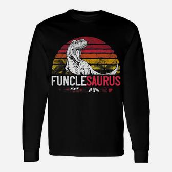 Mens Funcle Saurus Father's Day Funclesaurus Uncle T Rex Dinosaur Unisex Long Sleeve | Crazezy AU