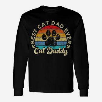 Mens Funny Cat Daddy Shirt Cat Father Vintage Best Cat Dad Ever Unisex Long Sleeve | Crazezy AU
