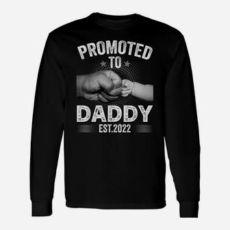 Mens Funny Promoted To Daddy Est2022 Retro New Daddy Unisex Long Sleeve | Crazezy CA