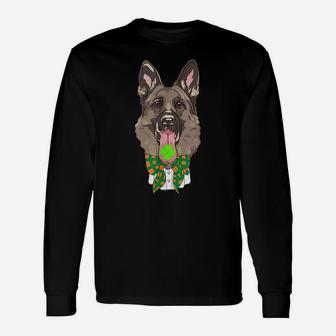 Mens German Shepherd Irish Clover Shirt St Patrick Day Dog Gift Unisex Long Sleeve | Crazezy
