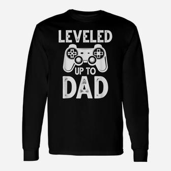 Mens Leveled Up To Dad Video Game Funny New Dad Shirt Gaming Unisex Long Sleeve | Crazezy AU