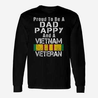 Mens Mens Proud Dad Pappy Vietnam Veteran Shirt Vintage Vet Gift Unisex Long Sleeve | Crazezy AU