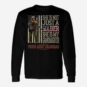 Mens My Granddaughter Is A Soldier Hero Proud Army Granddad Gift Unisex Long Sleeve | Crazezy