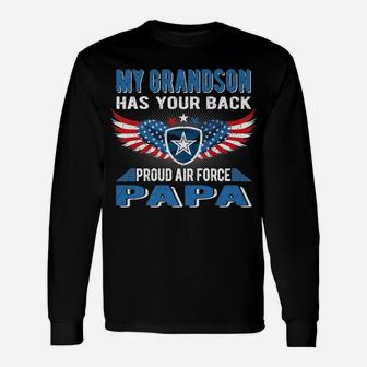Mens My Grandson Has Your Back Proud Air Force Papa Grandpa Gift Unisex Long Sleeve | Crazezy