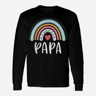 Mens Papa Gifts For Dad Family Rainbow Graphic Unisex Long Sleeve | Crazezy