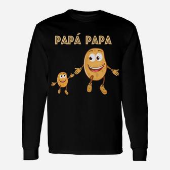 Mens Papa Potato Daddy Funny Pun Dad Father Gift Learning Spanish Unisex Long Sleeve | Crazezy