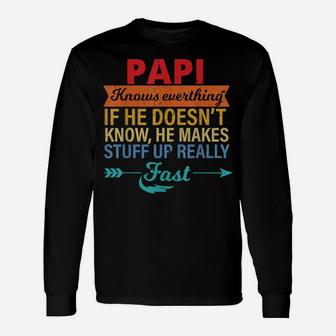 Mens Papi Knows Everything Grandpa Father's Day From Daughter Unisex Long Sleeve | Crazezy CA