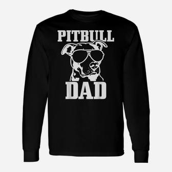Mens Pitbull Dad Funny Dog Pitbull Sunglasses Fathers Day Pitbull Unisex Long Sleeve | Crazezy DE