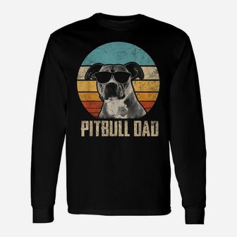 Mens Pitbull Dad Vintage Sunglasses Funny Pitbull Dog Owner Unisex Long Sleeve | Crazezy CA