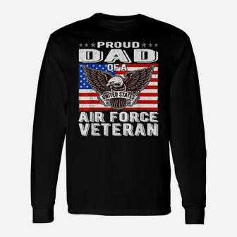 Mens Proud Dad Of Us Air Force Veteran Patriotic Military Father Unisex Long Sleeve | Crazezy