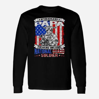 Mens Proud Papa Of A National Guard Soldier Army Grandfather Gift Unisex Long Sleeve | Crazezy