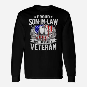 Mens Proud Son-In-Law Of Us Veteran Dog Tag Military Family Gift Unisex Long Sleeve | Crazezy DE