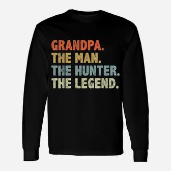 Mens Retro Style Funny Grandpa The Man Duck Deer Hunting Legend Unisex Long Sleeve | Crazezy