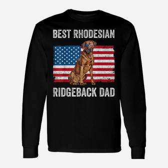 Mens Rhodesian Ridgeback Dad American Flag Dog Lover Owner Funny Unisex Long Sleeve | Crazezy DE