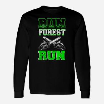 Mens Run Forest Run - Funny Lumberjack Chainsaw Unisex Long Sleeve | Crazezy