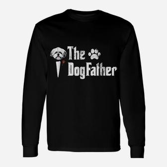 Mens The Dogfather Shih Tzu Dog Dad Tshirt Father's Day Gift Unisex Long Sleeve | Crazezy CA