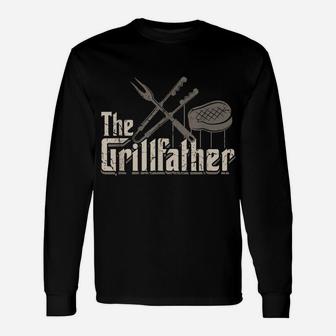 Mens The Grillfather Bbq Grill Smoker Vintage Barbecue Gifts Chef Unisex Long Sleeve | Crazezy