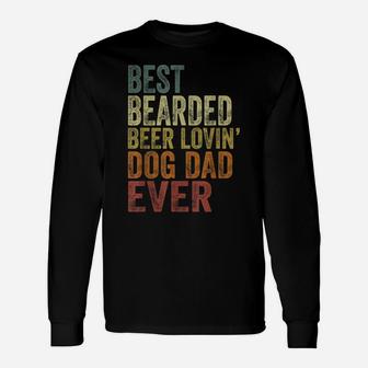 Mens Vintage Best Bearded Beer Lovin Dog Dad Pet Lover Owner Unisex Long Sleeve | Crazezy AU