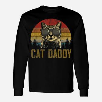 Mens Vintage Cat Daddy Father's Day Shirt Funny Cat Lover Unisex Long Sleeve | Crazezy