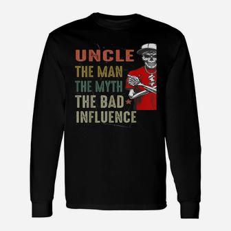 Mens Vintage Fun Uncle Man Myth Bad Influence Funny Unisex Long Sleeve | Crazezy