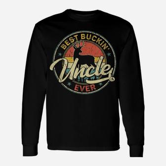 Mens Vintage Hunter Outfit Distressed Best Buckin' Uncle Ever Unisex Long Sleeve | Crazezy