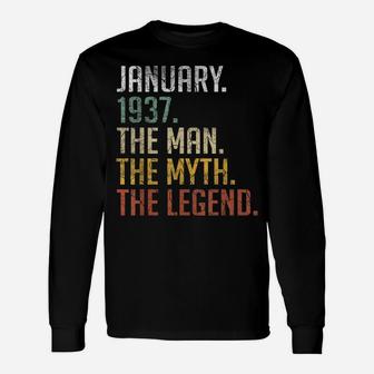 Mens Vintage January 1937 Retro 84 Years Old 84Th Birthday Gift Unisex Long Sleeve | Crazezy