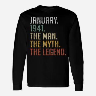 Mens Vintage January 1941 Retro 80 Years Old 80Th Birthday Gift Unisex Long Sleeve | Crazezy