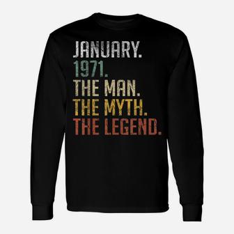 Mens Vintage January 1971 Retro 50 Years Old 50Th Birthday Gift Unisex Long Sleeve | Crazezy