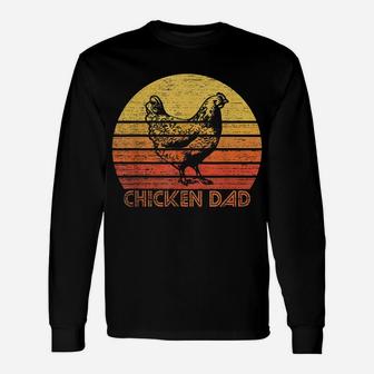 Mens Vintage Retro Chicken Dad Gift Farm Farmer Sunset Silhouette Unisex Long Sleeve | Crazezy AU