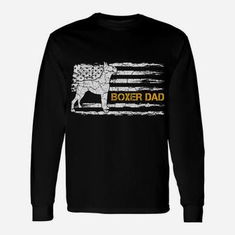 Mens Vintage Usa American Flag Boxer Dog Dad Silhouette Funny Unisex Long Sleeve | Crazezy