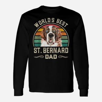 Mens World's Best St Bernard Dad Vintage Dog Unisex Long Sleeve | Crazezy
