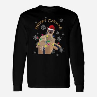 Meowy Catmas Siamese Cat Lovers Cat In A Box Xmas Present Unisex Long Sleeve | Crazezy