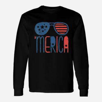 Merica American Flag Long Sleeve T-Shirt - Thegiftio UK