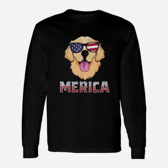 Merica Golden Retriever For Men America Usa Dog Unisex Long Sleeve | Crazezy