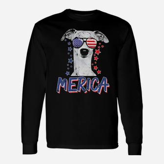 Merica Whippet Dog 4Th Of July Usa Long Sleeve T-Shirt - Monsterry