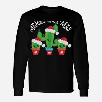 Merry Cact-Mas | Funny Kawaii Christmas Cactus Sweatshirt Unisex Long Sleeve | Crazezy UK