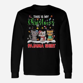 Merry Catmas Cat Lovers This Is My Christmas Pajama Shirt Unisex Long Sleeve | Crazezy