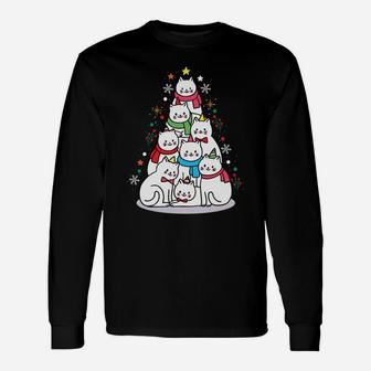 Merry Catmas Funny Cute Cats Lover Christmas Tree Gift Sweatshirt Unisex Long Sleeve | Crazezy