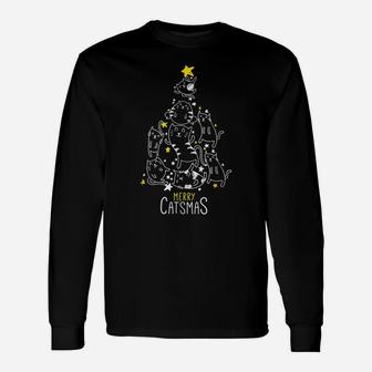 Merry Catsmas Tree Funny Xmas Christmas Gifts Cat Lovers Unisex Long Sleeve | Crazezy DE