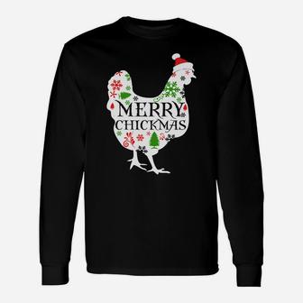 Merry Chickmas Santa Hat Chicken Lovers Christmas Gift Sweatshirt Unisex Long Sleeve | Crazezy