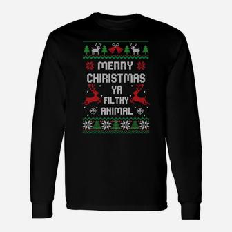 Merry Christmas Animal Filthy Ya Ugly Xmas Sweater Christmas Sweatshirt Unisex Long Sleeve | Crazezy