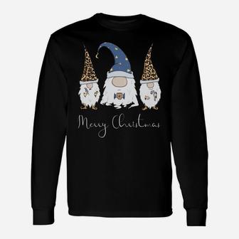 Merry Christmas - Funny Gnomes & Coffee Lovers Leopard Xmas Sweatshirt Unisex Long Sleeve | Crazezy