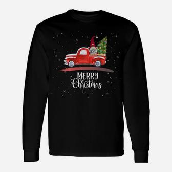 Merry Christmas Garden Gnome Red Truck Shirt Unisex Long Sleeve | Crazezy