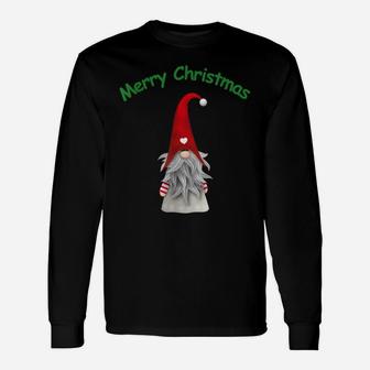Merry Christmas Gnome Original Vintage Graphic Design Saying Unisex Long Sleeve | Crazezy CA